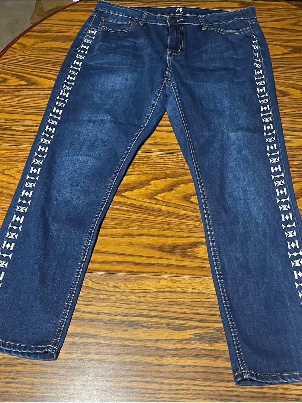 New Directions Dark Blue Jeans with Side Pattern Size 14